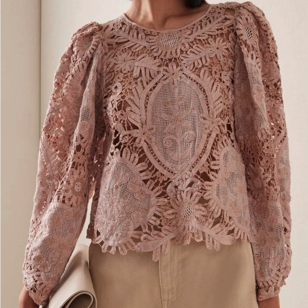 Sea Bente Embroidery Long-Sleeve Top in pink